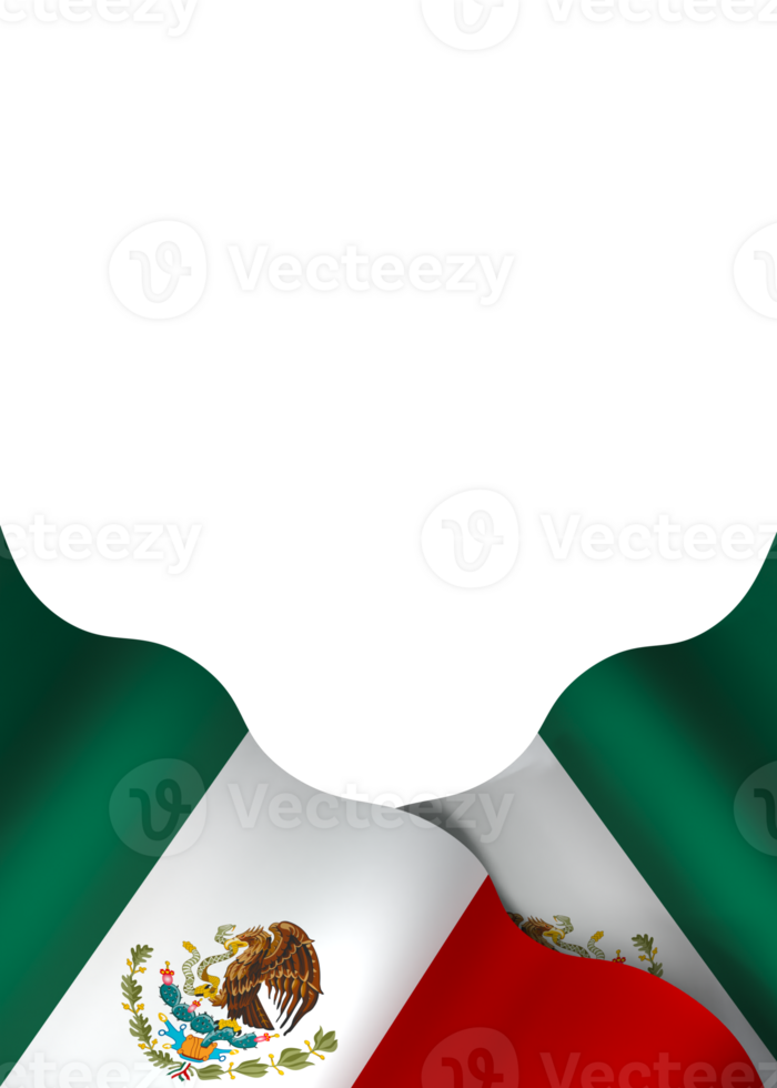 Mexico flag element design national independence day banner ribbon png