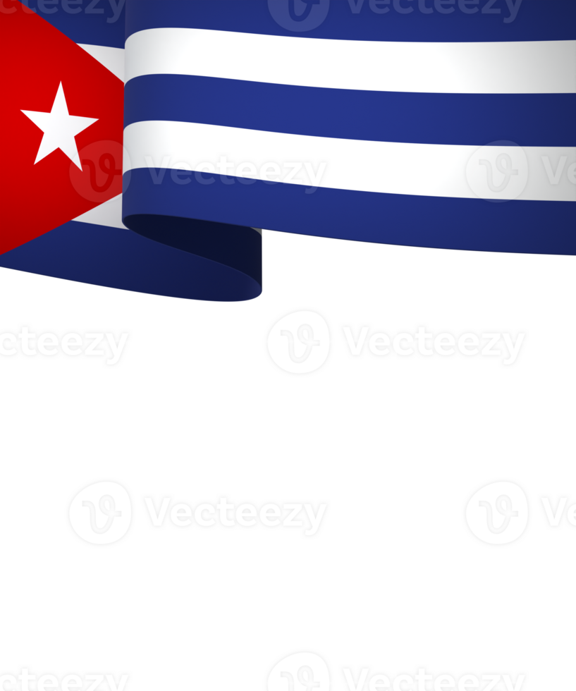 Cuba flag element design national independence day banner ribbon png