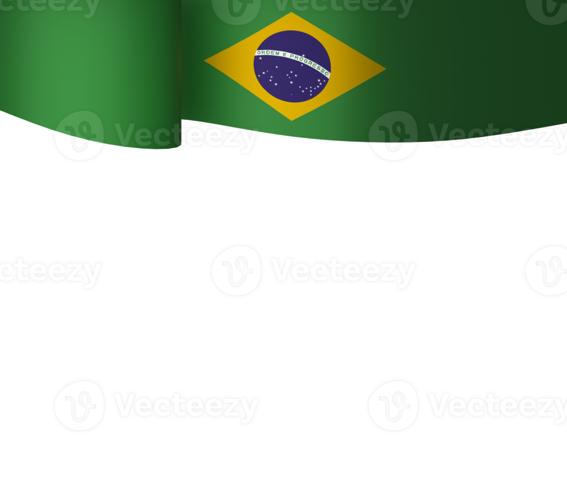 Brazil flag element design national independence day banner ribbon png