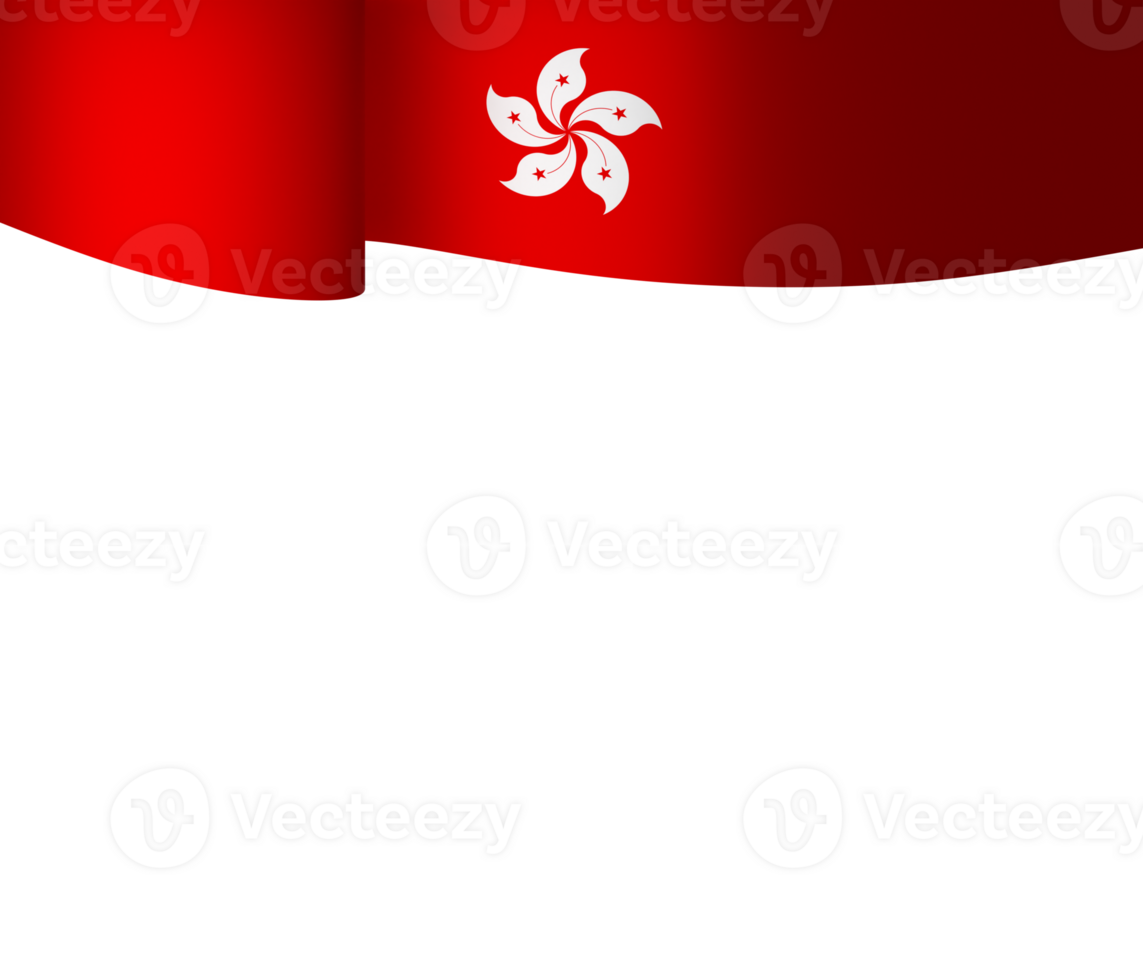 Hong Kong flag element design national independence day banner ribbon png