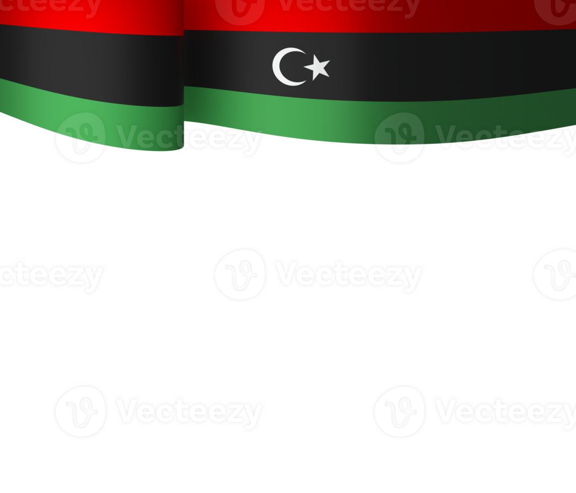 Libya flag element design national independence day banner ribbon png