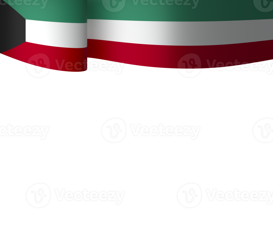 Kuwait flag element design national independence day banner ribbon png
