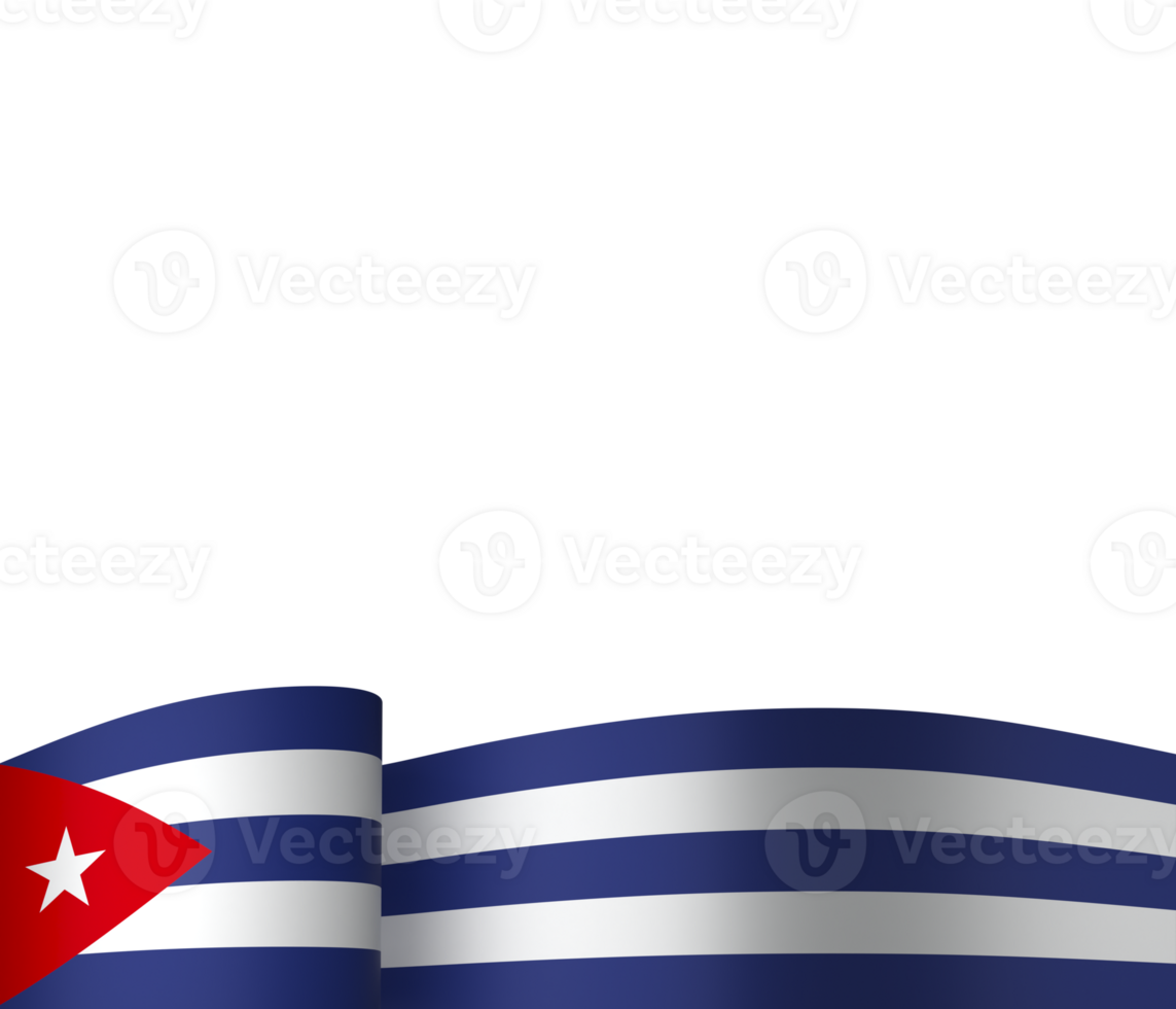 Cuba flag element design national independence day banner ribbon png