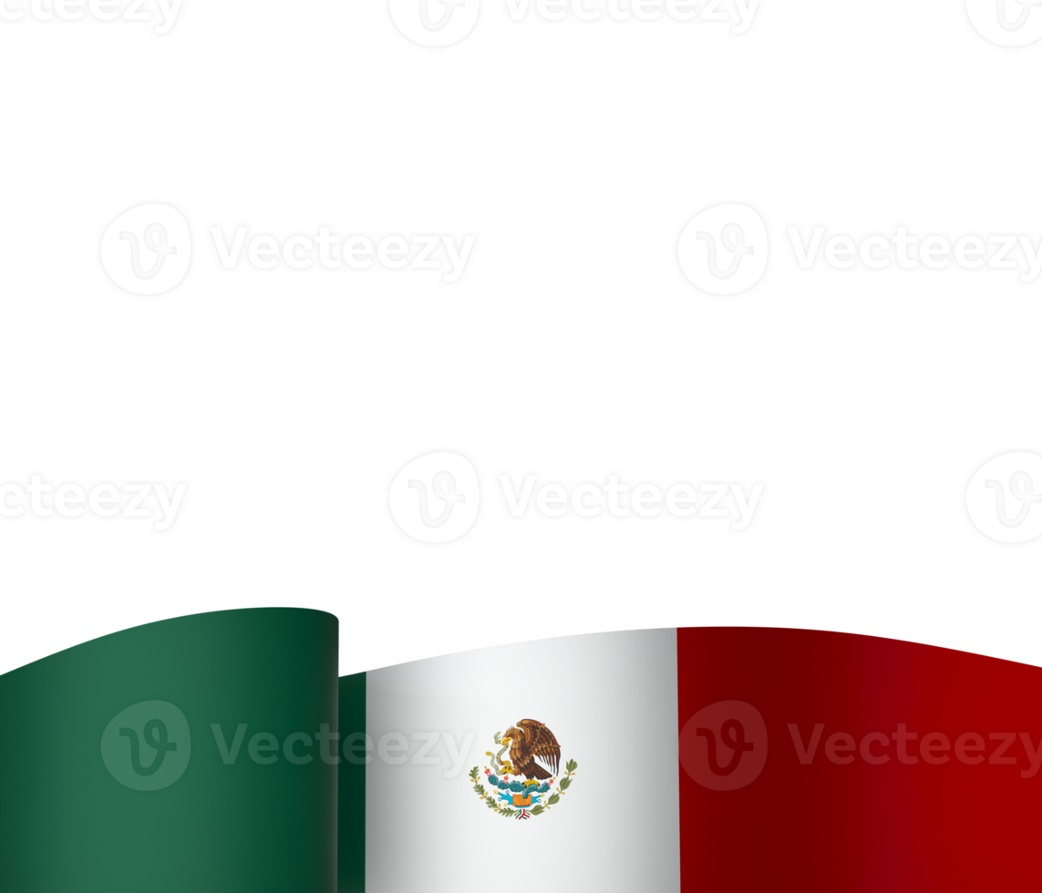 Mexico flag element design national independence day banner ribbon png