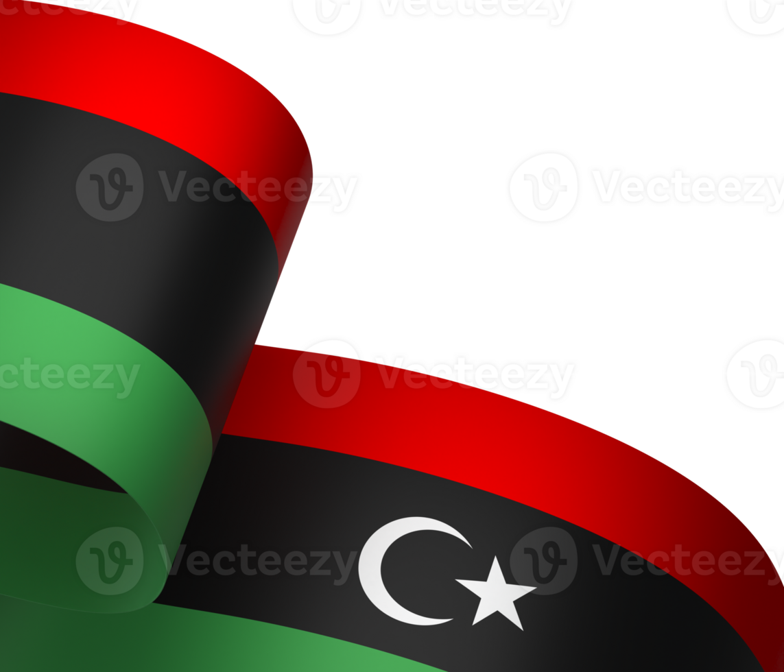 Libya flag element design national independence day banner ribbon png