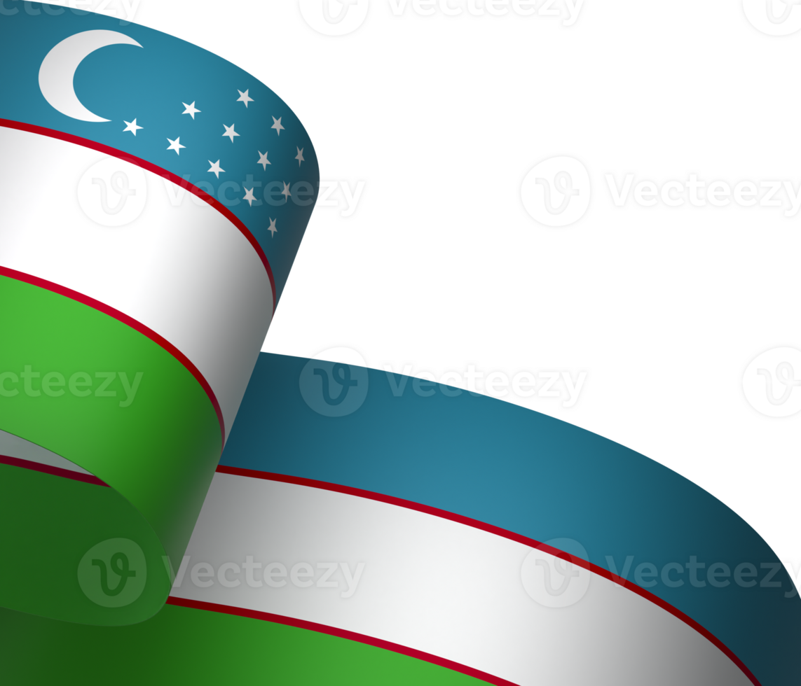 Uzbekistan flag element design national independence day banner ribbon png