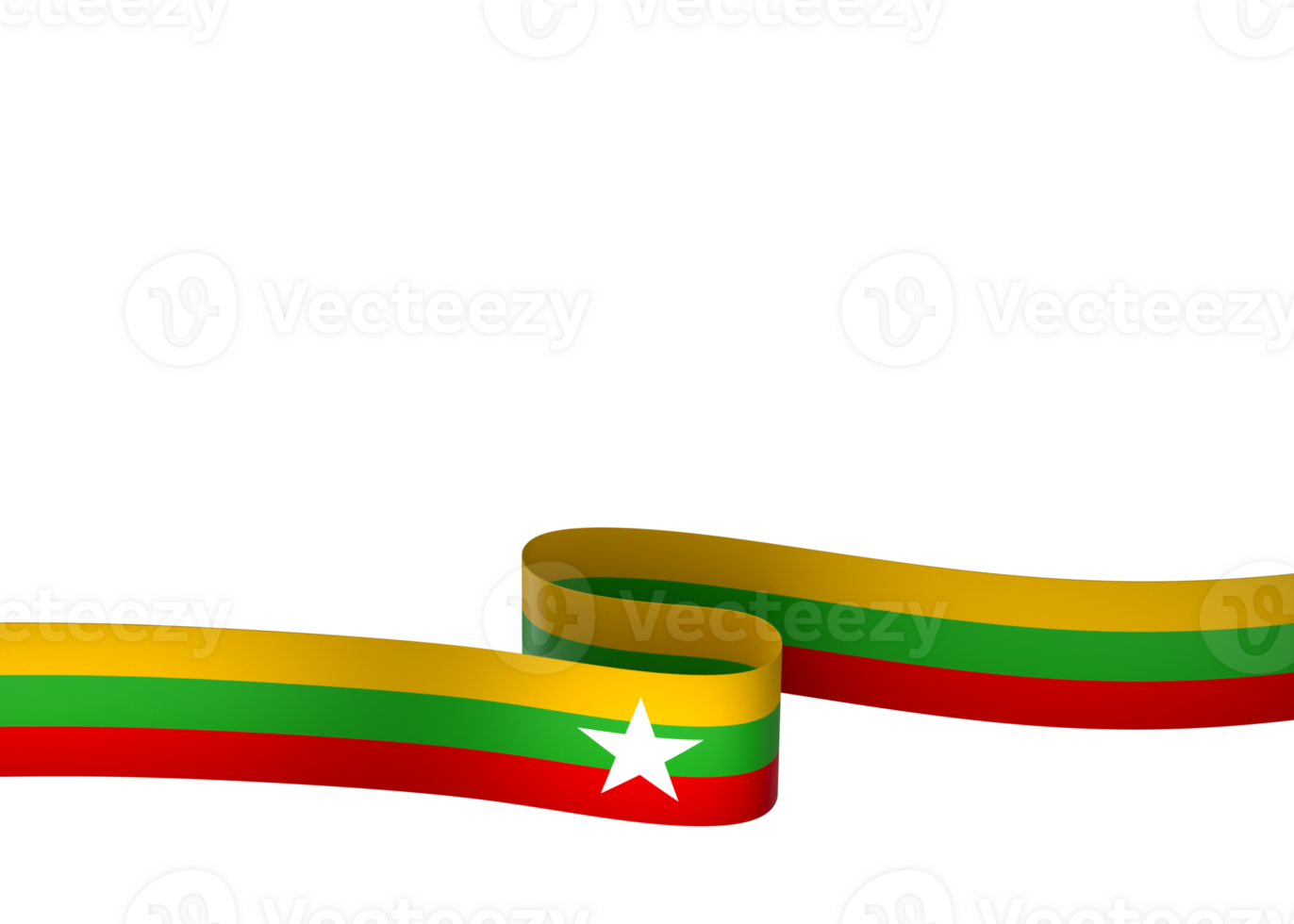 Myanmar flag element design national independence day banner ribbon png