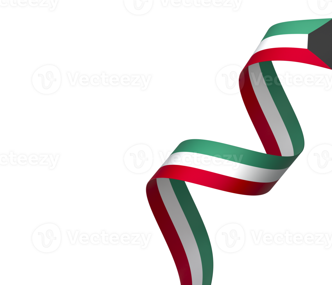 Kuwait flag element design national independence day banner ribbon png