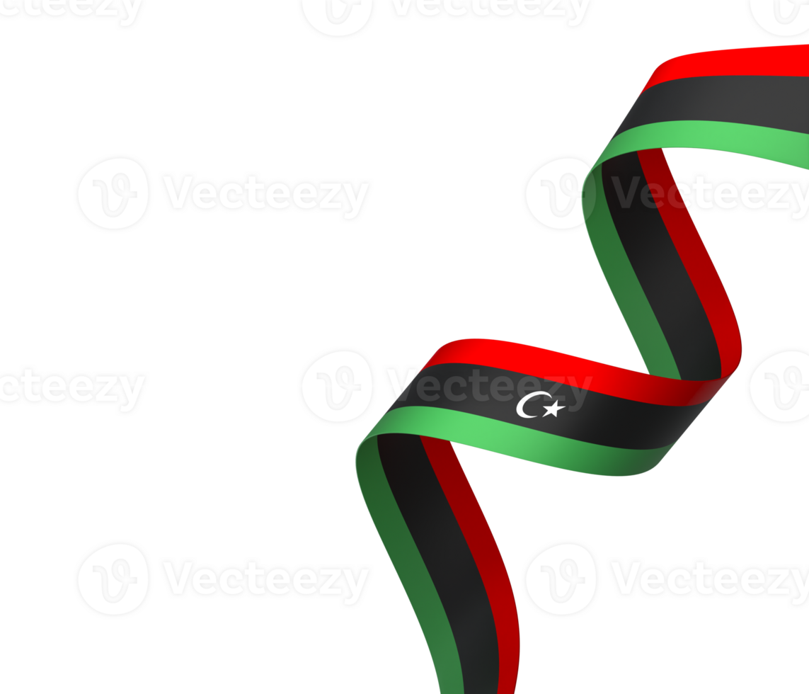 Libya flag element design national independence day banner ribbon png