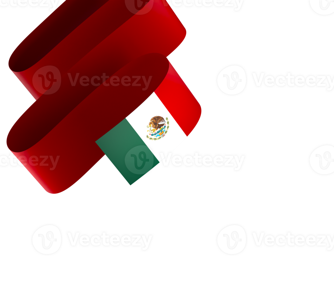 Mexico flag element design national independence day banner ribbon png