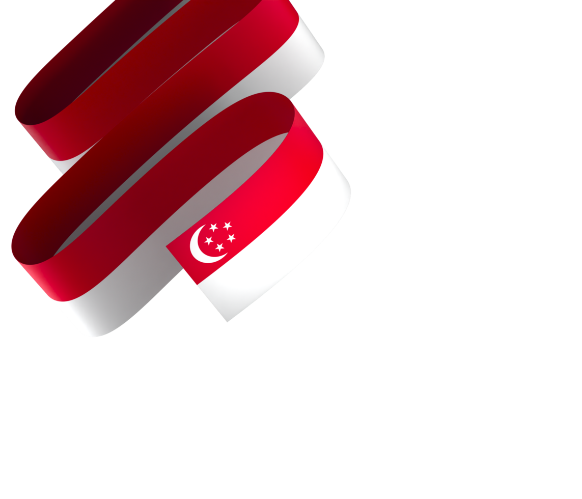 Singapore flag element design national independence day banner ribbon png