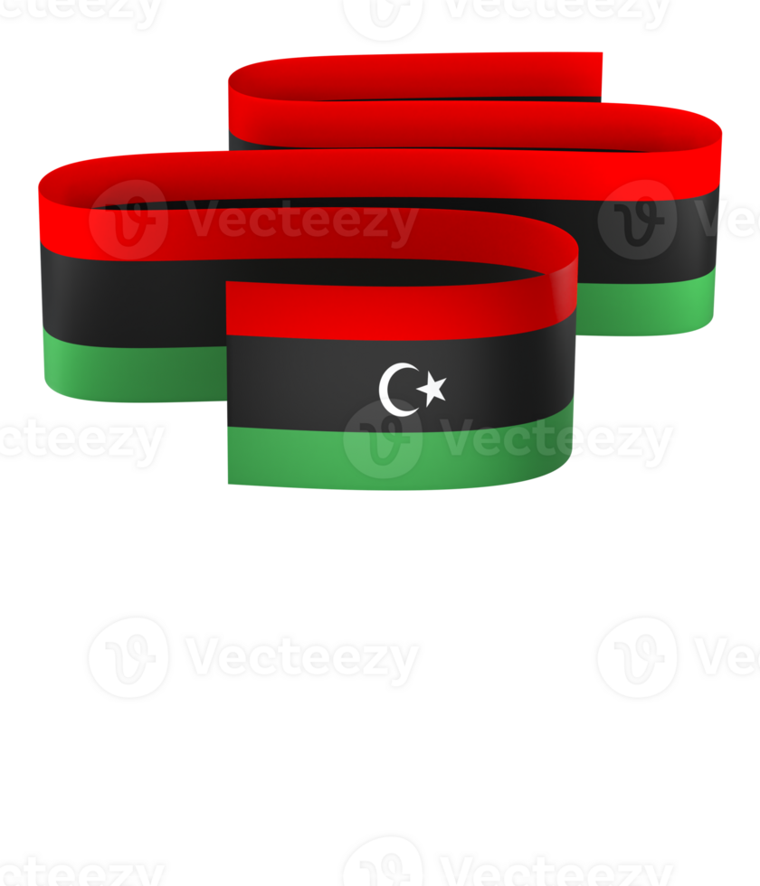 Libya flag element design national independence day banner ribbon png