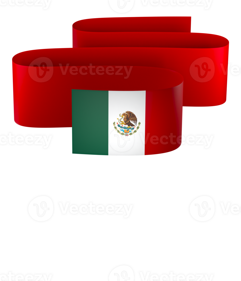 Mexico flag element design national independence day banner ribbon png
