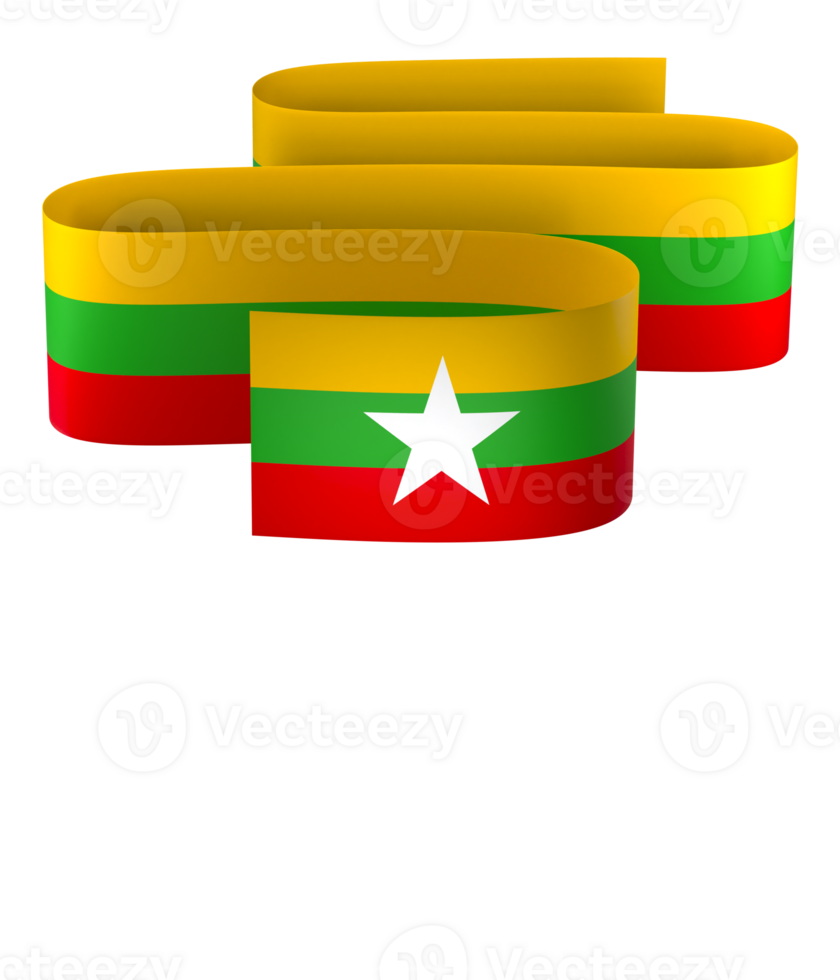 Myanmar flag element design national independence day banner ribbon png