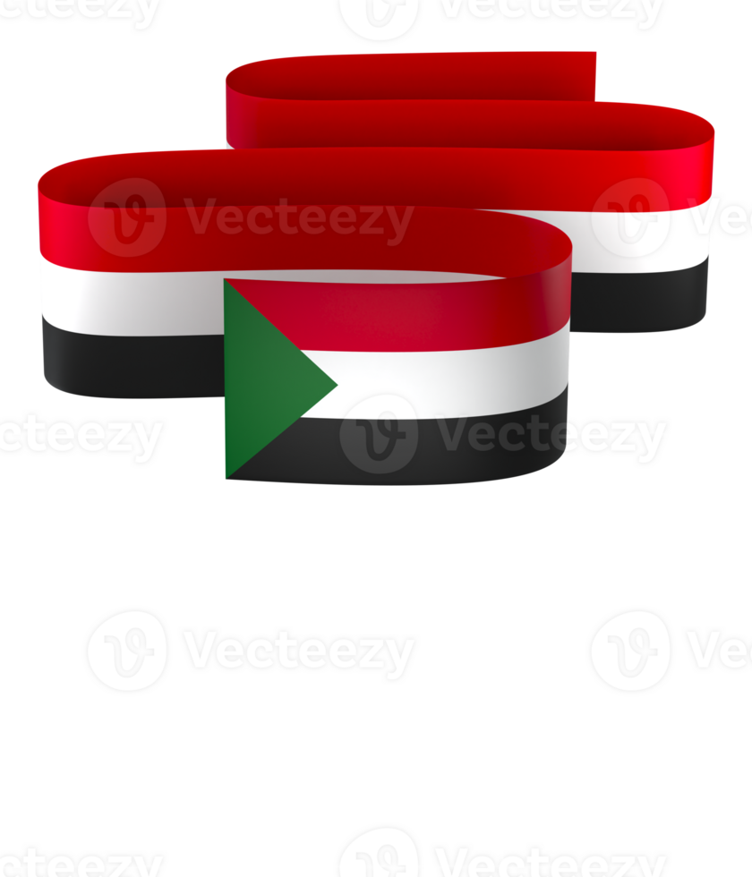 Sudan flag element design national independence day banner ribbon png
