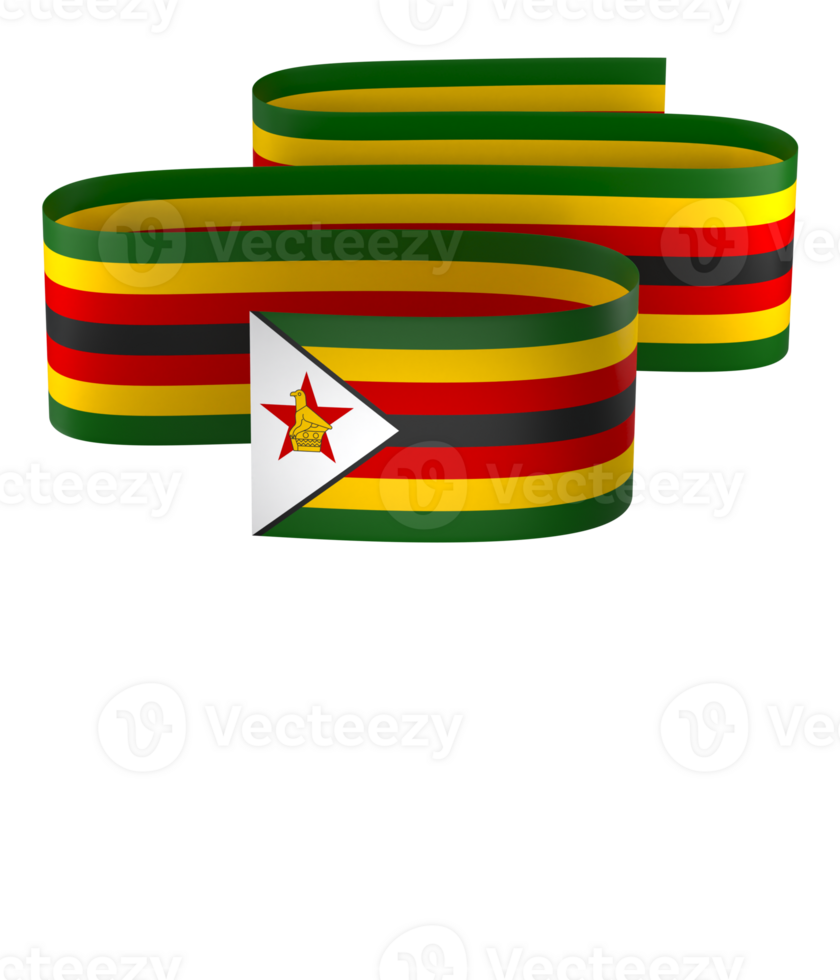 Zimbabwe flag element design national independence day banner ribbon png