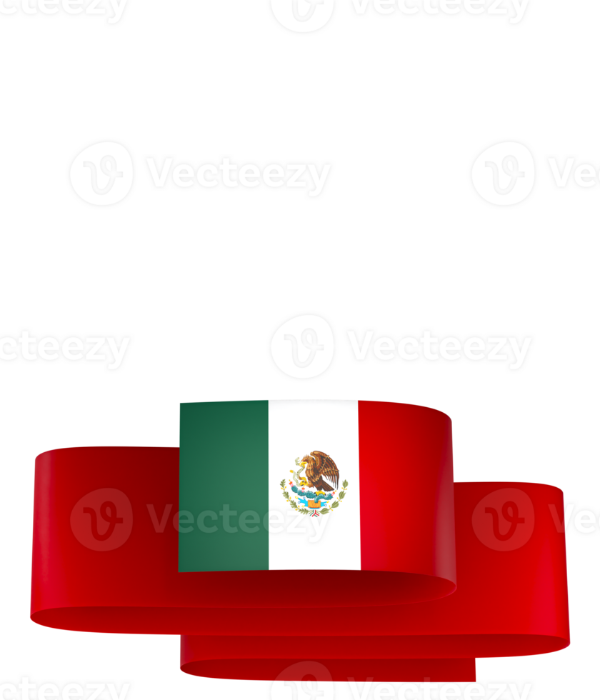 Mexico flag element design national independence day banner ribbon png