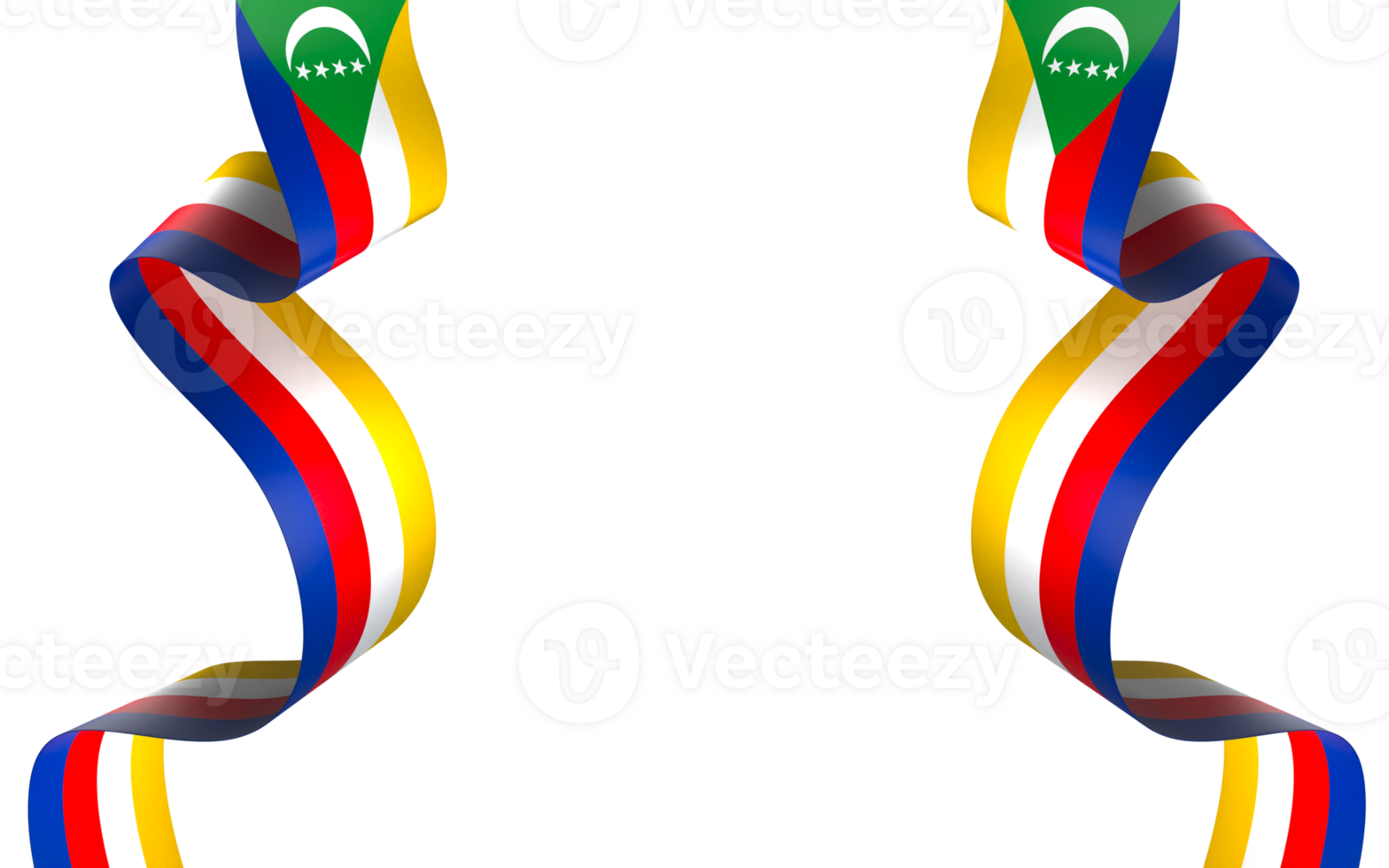 Comoros flag element design national independence day banner ribbon png