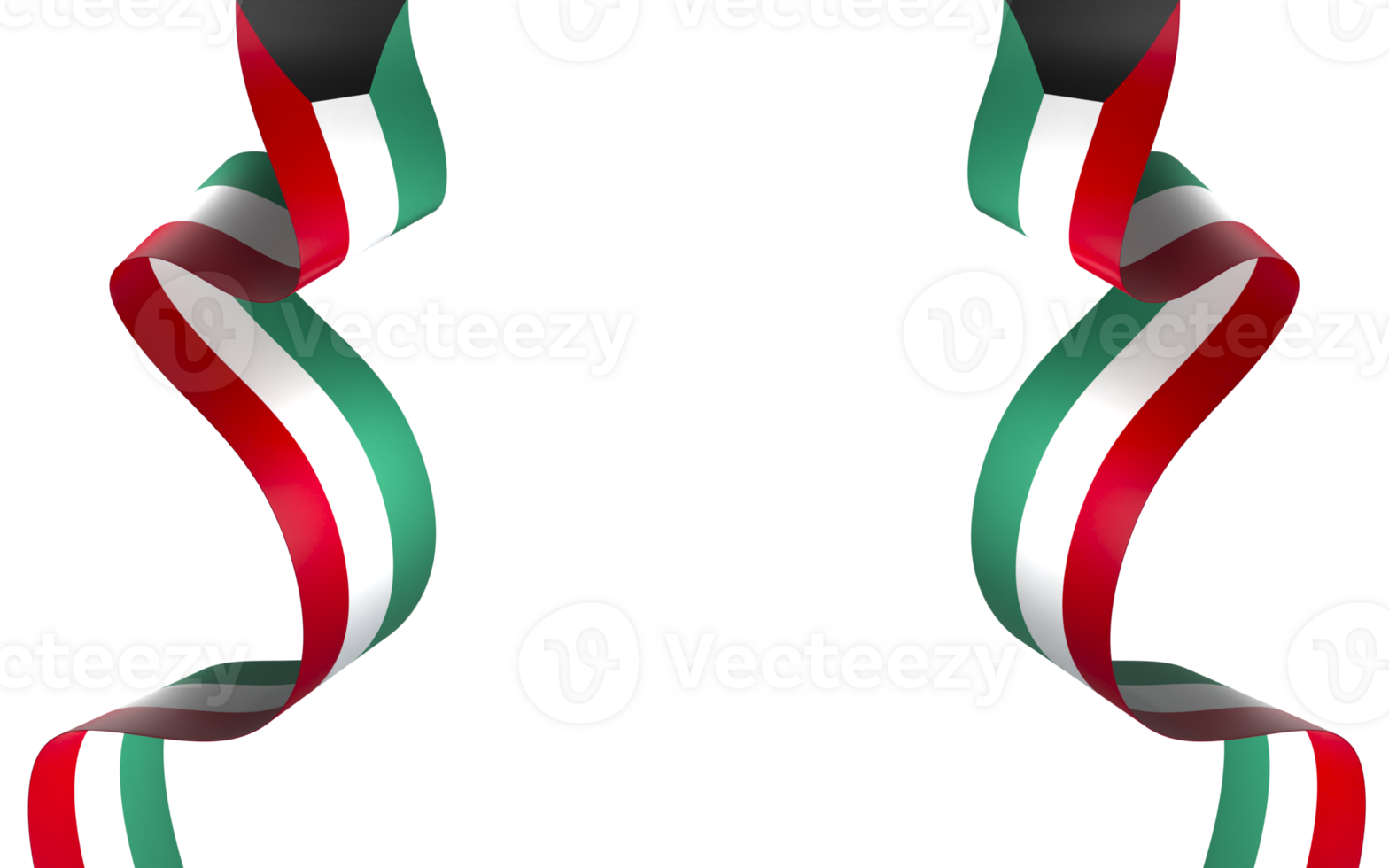 Kuwait flag element design national independence day banner ribbon png