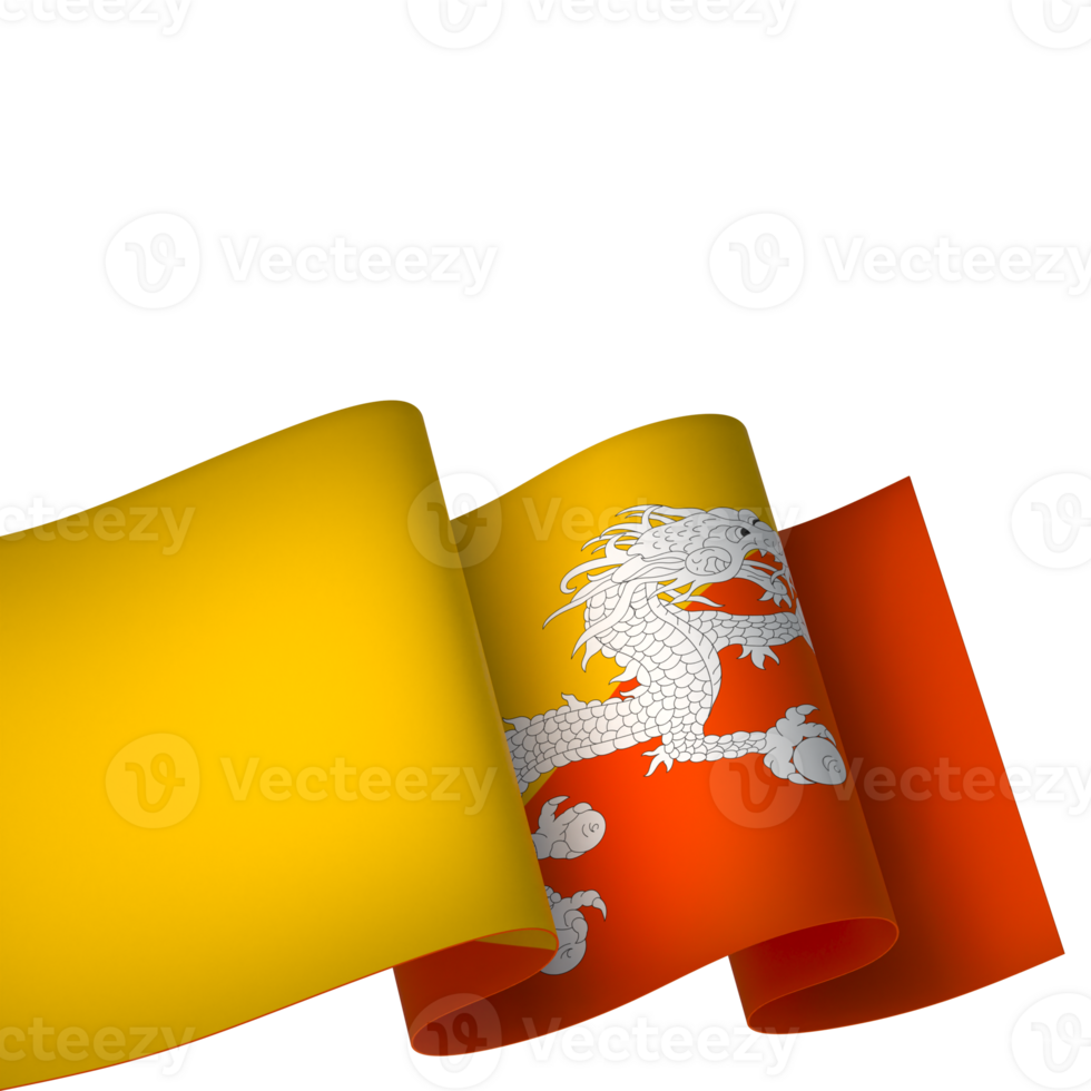 Bhutan flag element design national independence day banner ribbon png