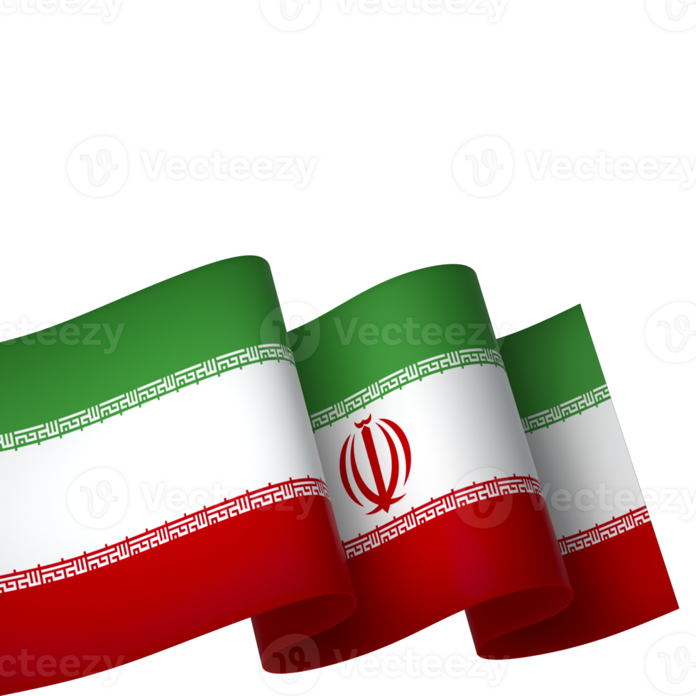 Iran flag element design national independence day banner ribbon png