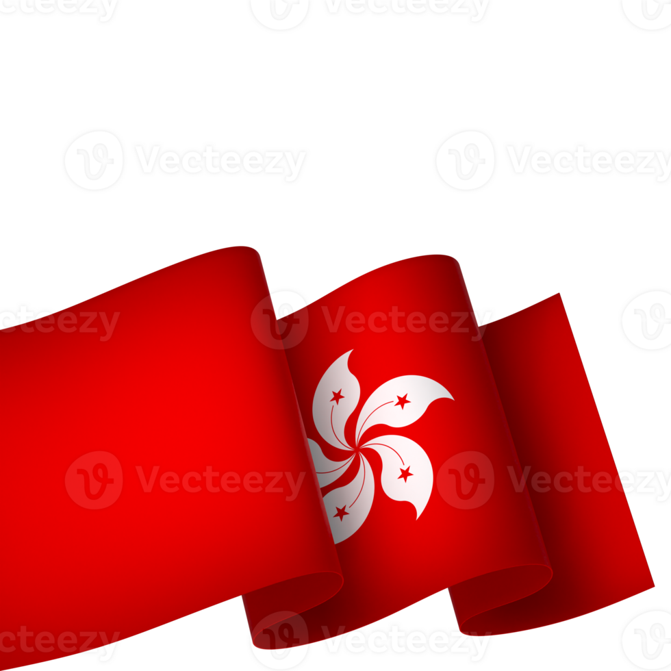 Hong Kong flag element design national independence day banner ribbon png