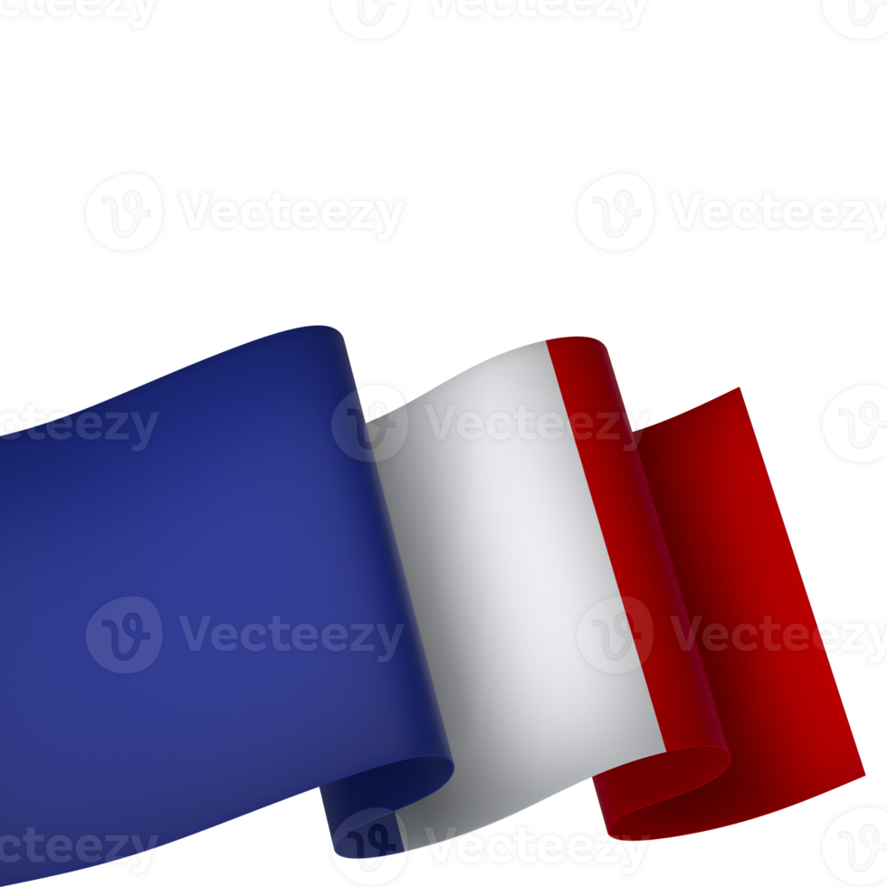 France flag element design national independence day banner ribbon png
