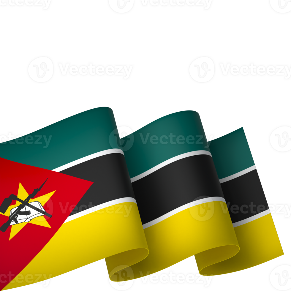 Mozambique flag element design national independence day banner ribbon png