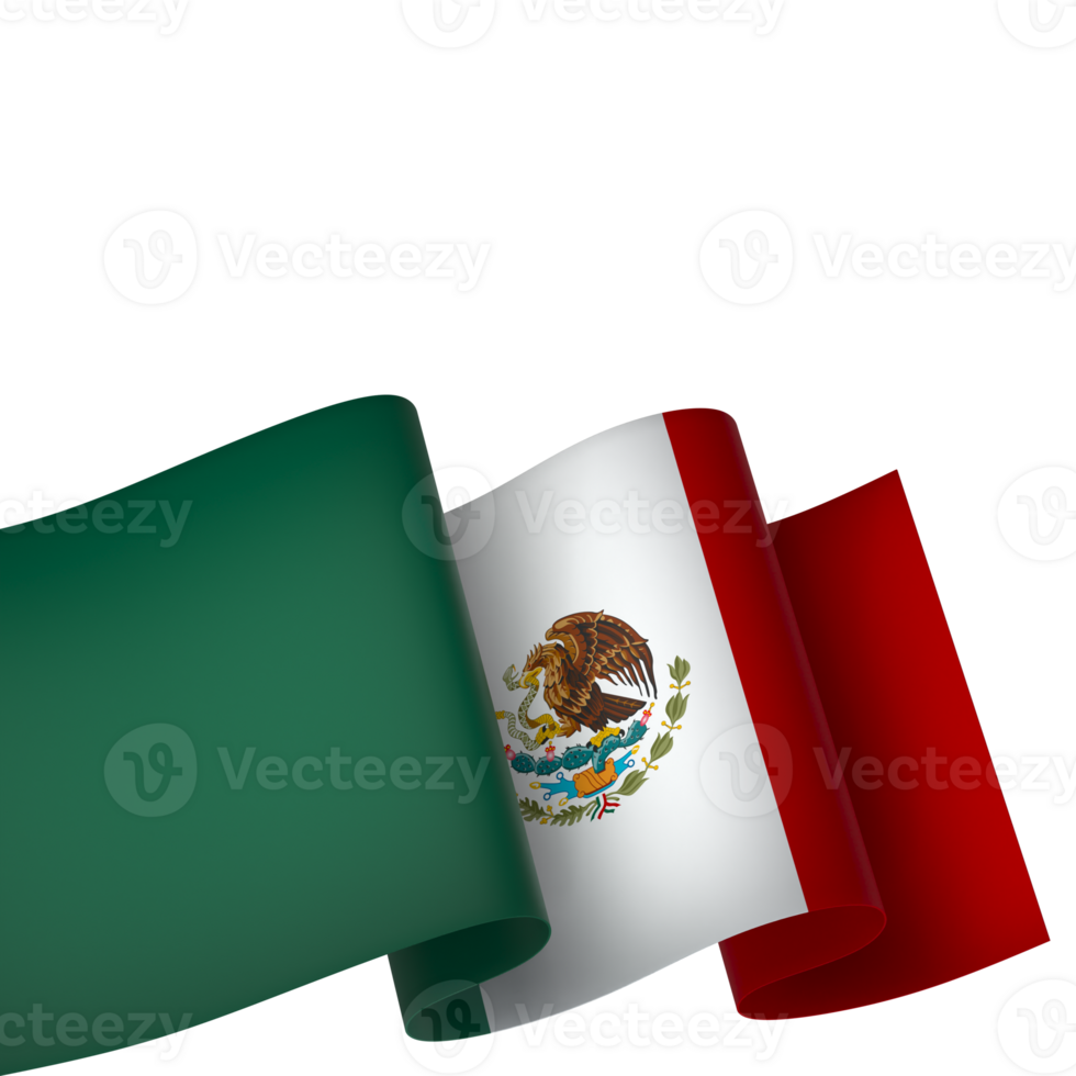 Mexico flag element design national independence day banner ribbon png