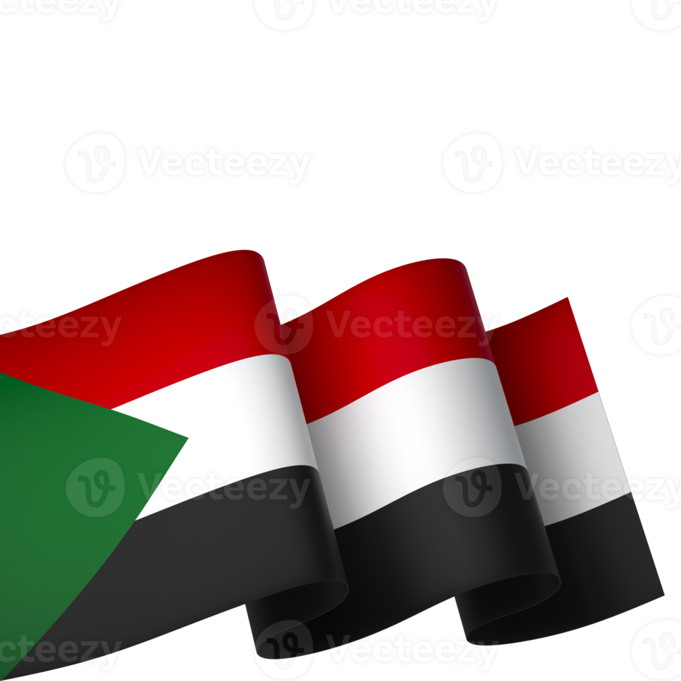 Sudan flag element design national independence day banner ribbon png