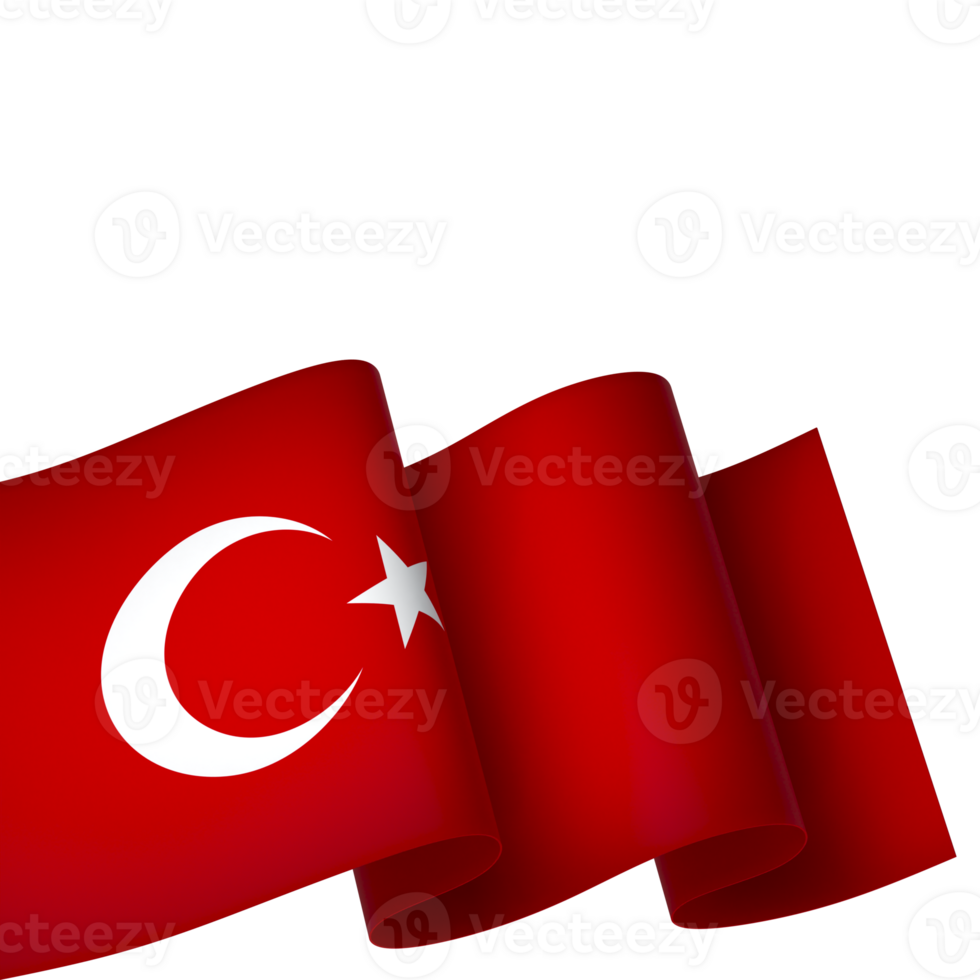 Turkey flag element design national independence day banner ribbon png