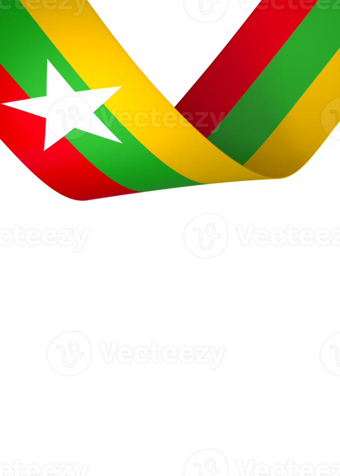 Myanmar flag element design national independence day banner ribbon png