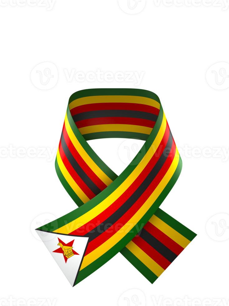 Zimbabwe flag element design national independence day banner ribbon png