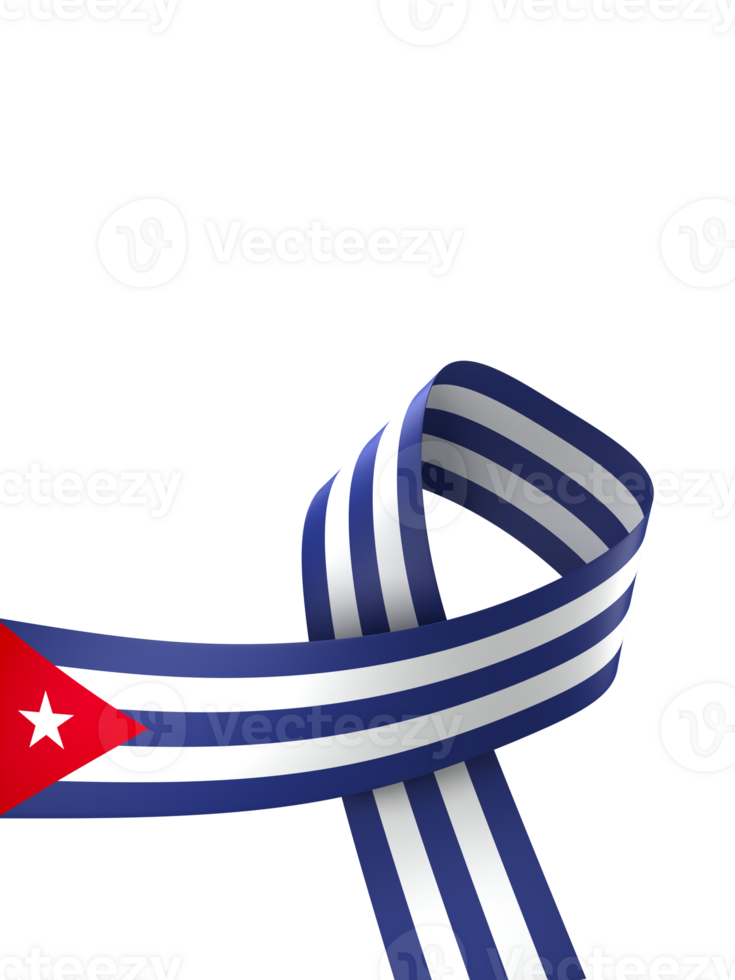Cuba flag element design national independence day banner ribbon png