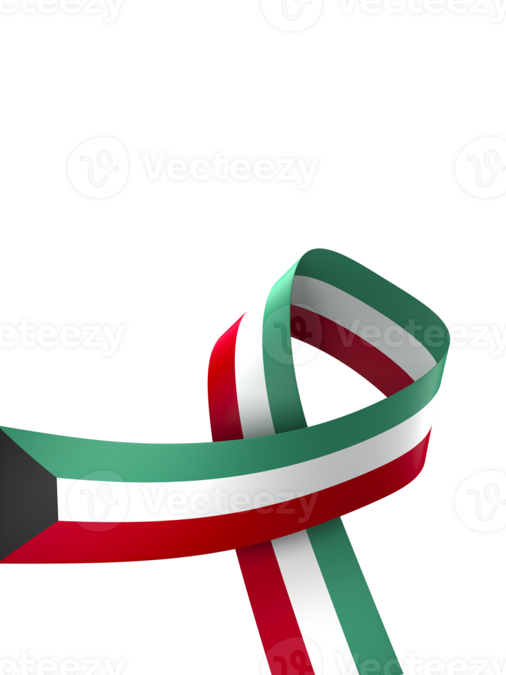 Kuwait flag element design national independence day banner ribbon png