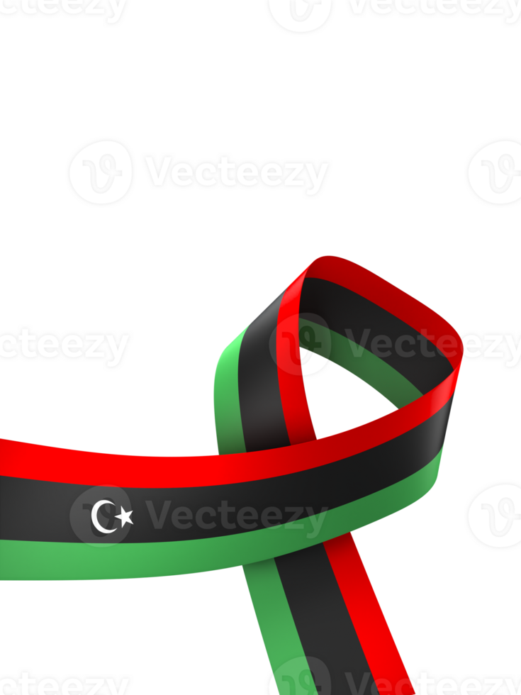 Libya flag element design national independence day banner ribbon png