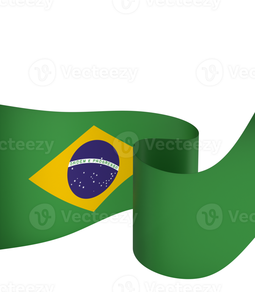 Brazil flag element design national independence day banner ribbon png