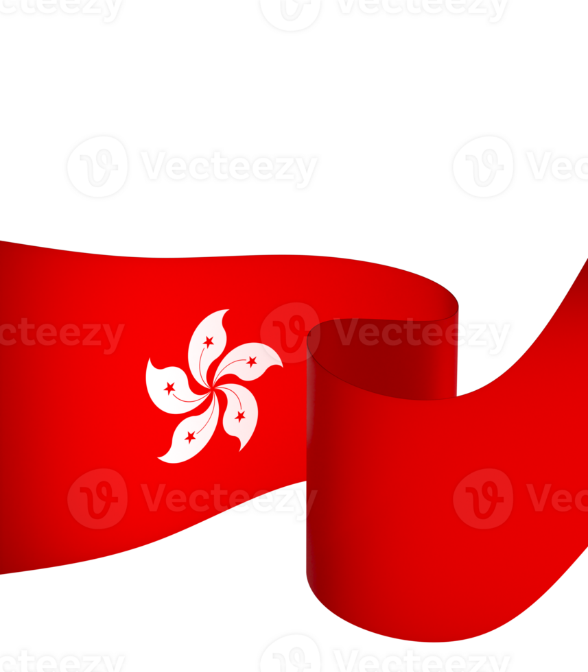 Hong Kong flag element design national independence day banner ribbon png