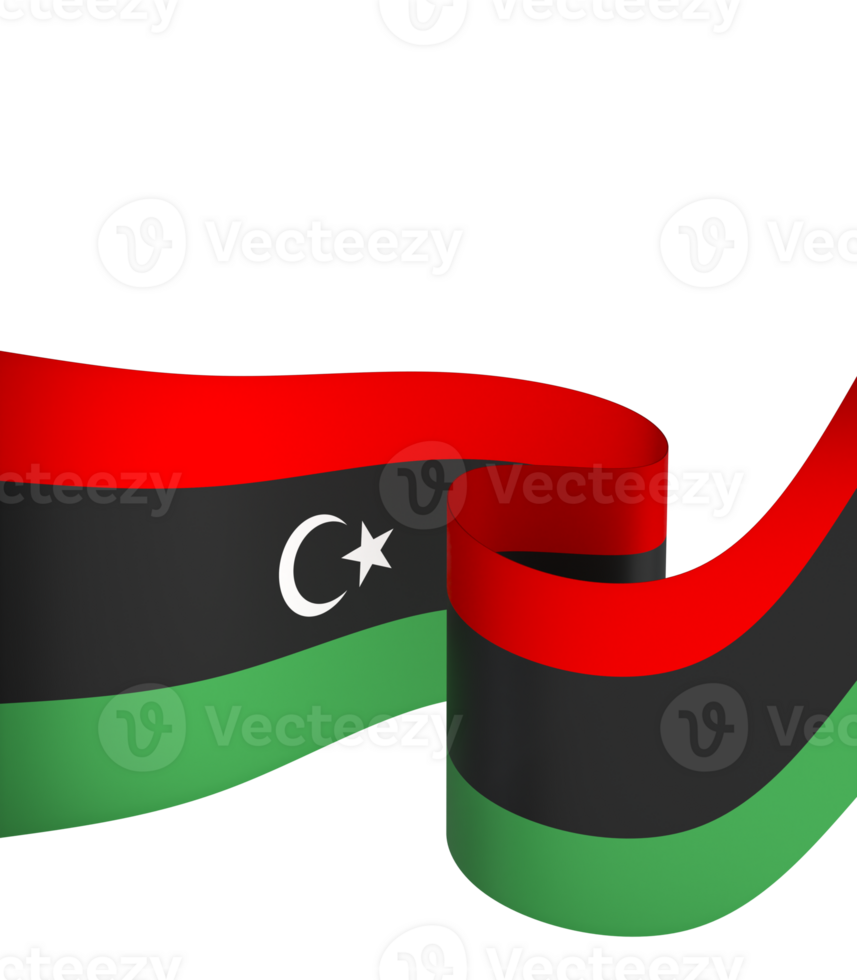 Libya flag element design national independence day banner ribbon png