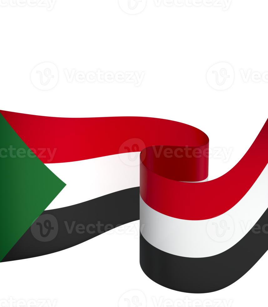 Sudan flag element design national independence day banner ribbon png