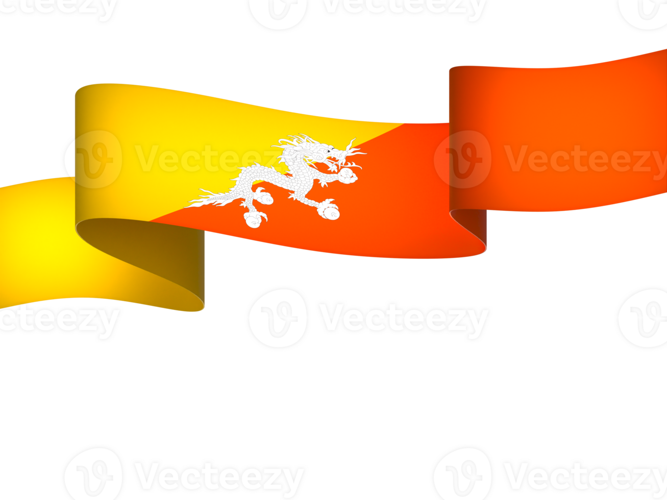 Bhutan flag element design national independence day banner ribbon png