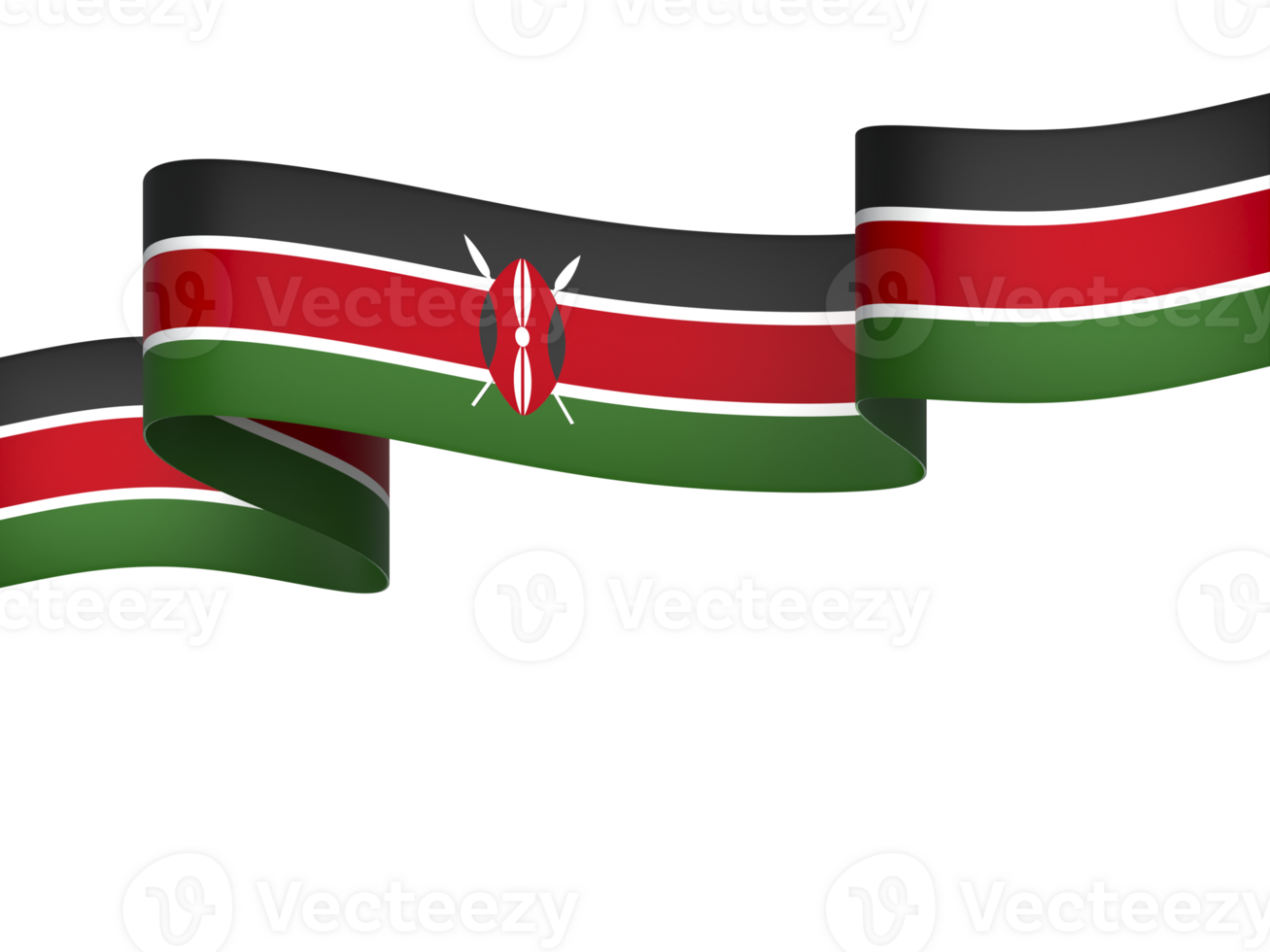 Kenya flag element design national independence day banner ribbon png