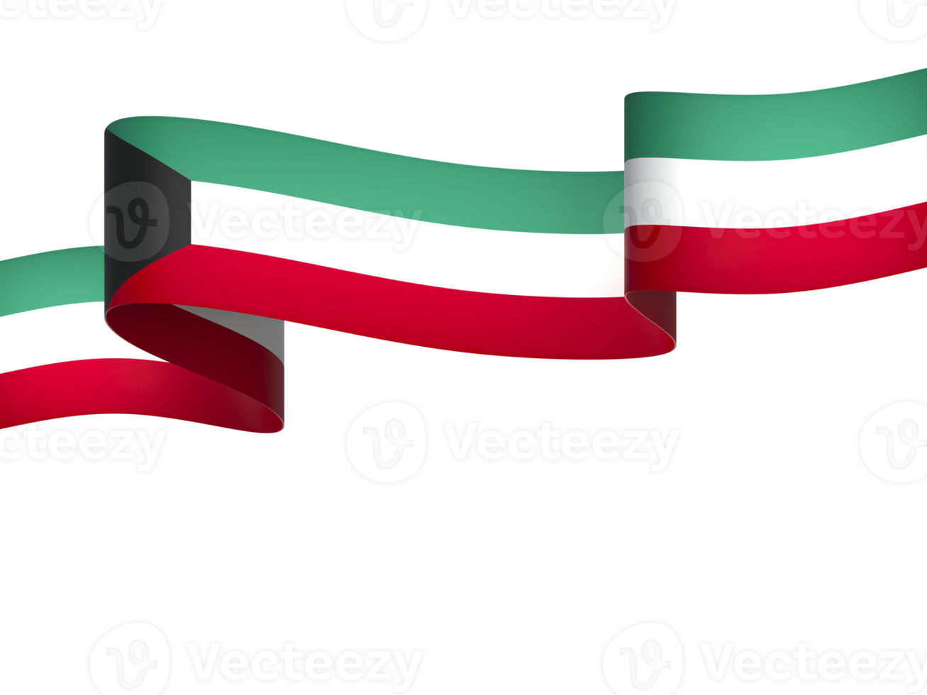 Kuwait flag element design national independence day banner ribbon png