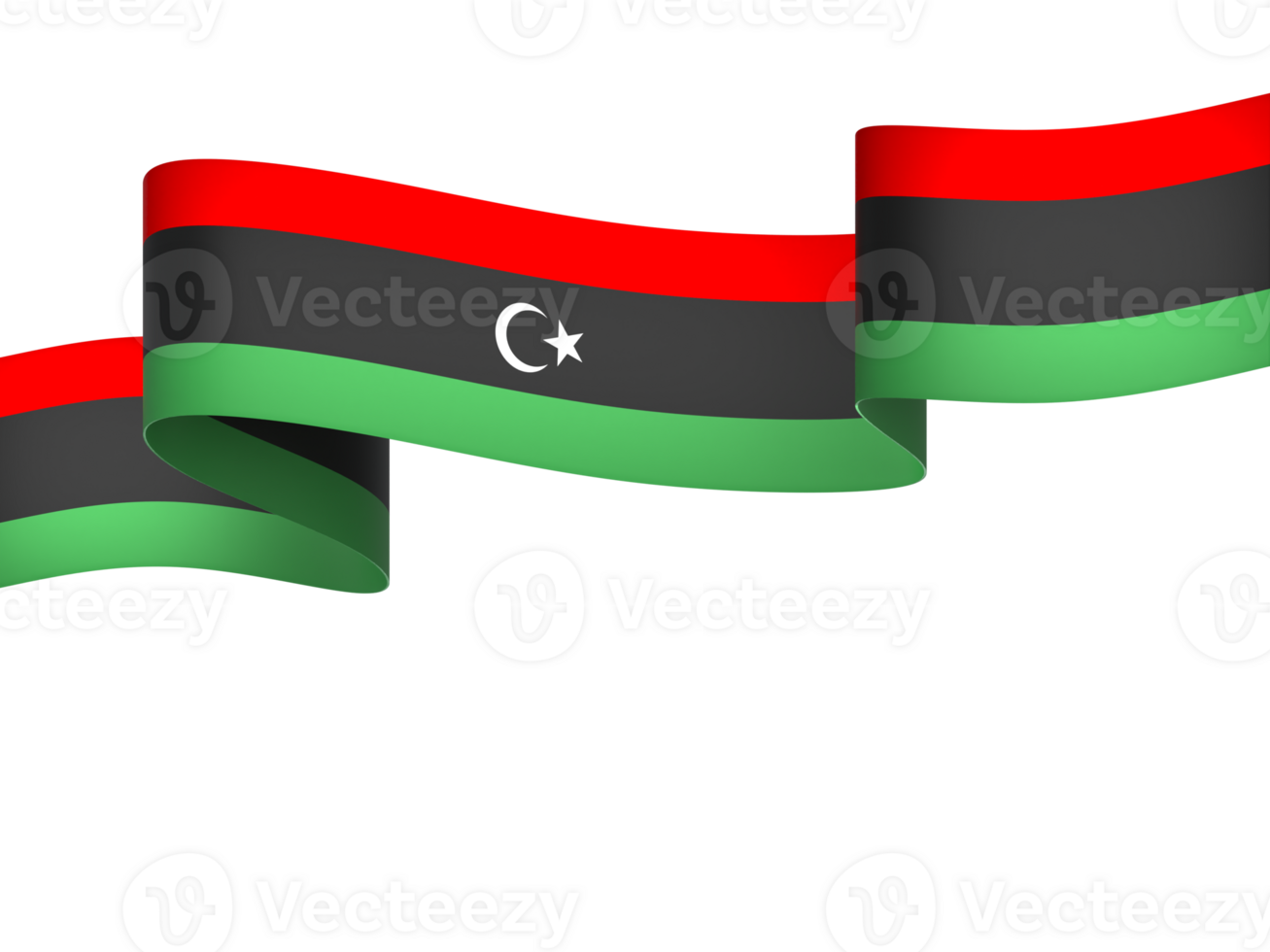 Libya flag element design national independence day banner ribbon png