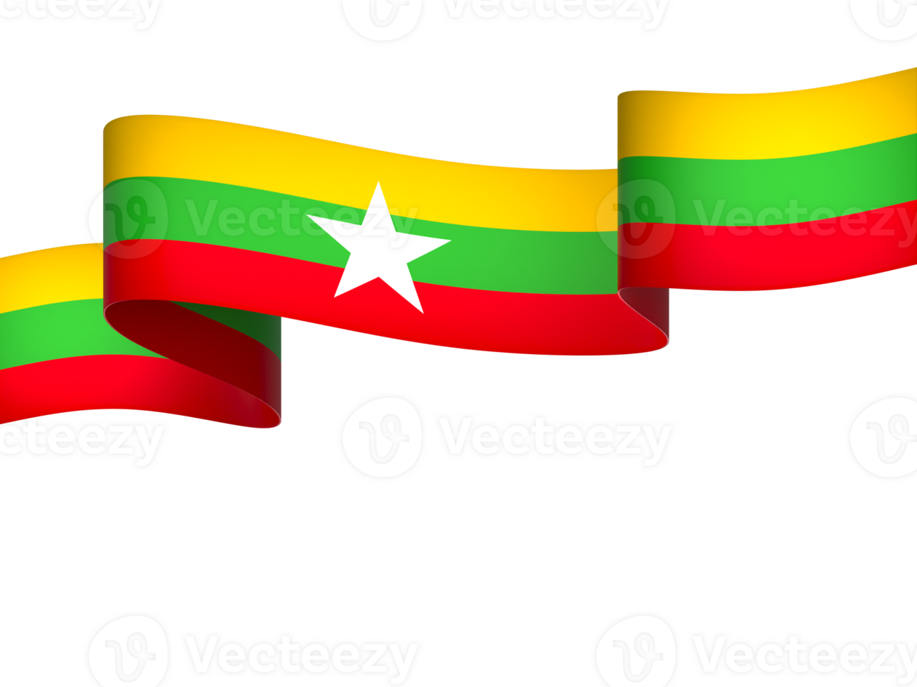 Myanmar flag element design national independence day banner ribbon png