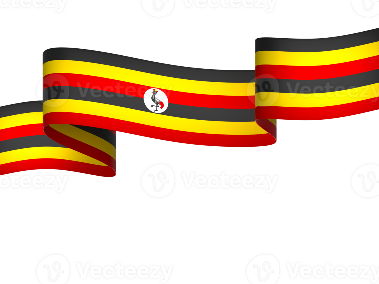 Uganda flag element design national independence day banner ribbon png