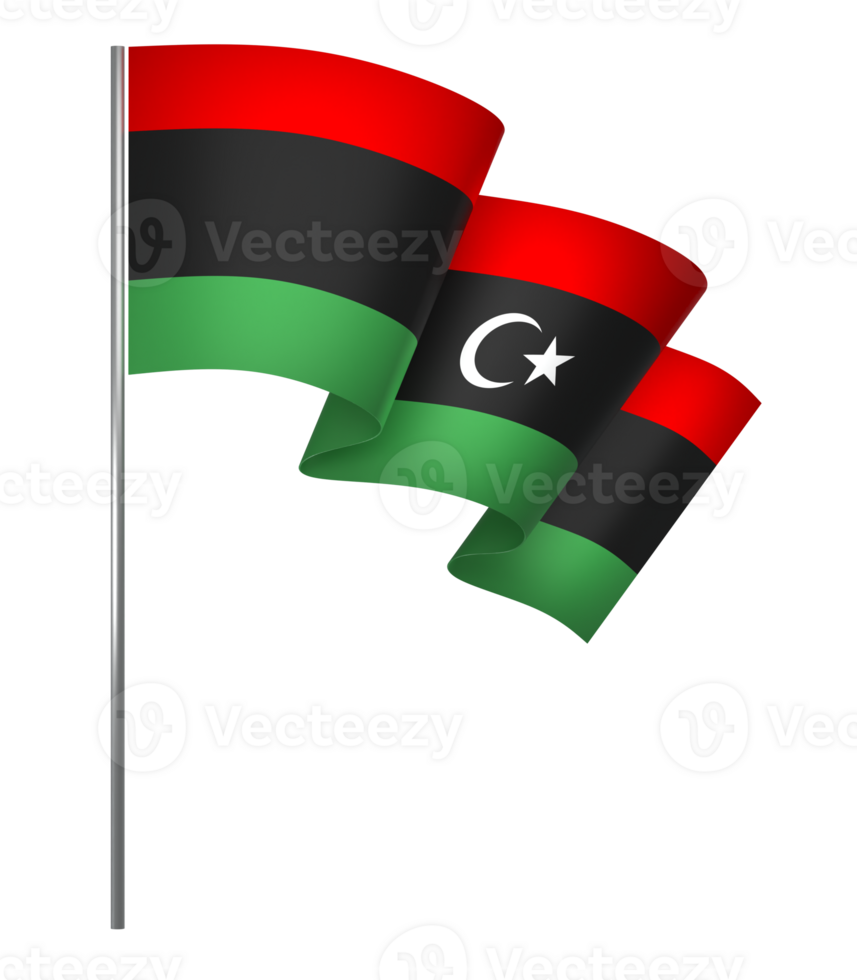 Libya flag element design national independence day banner ribbon png