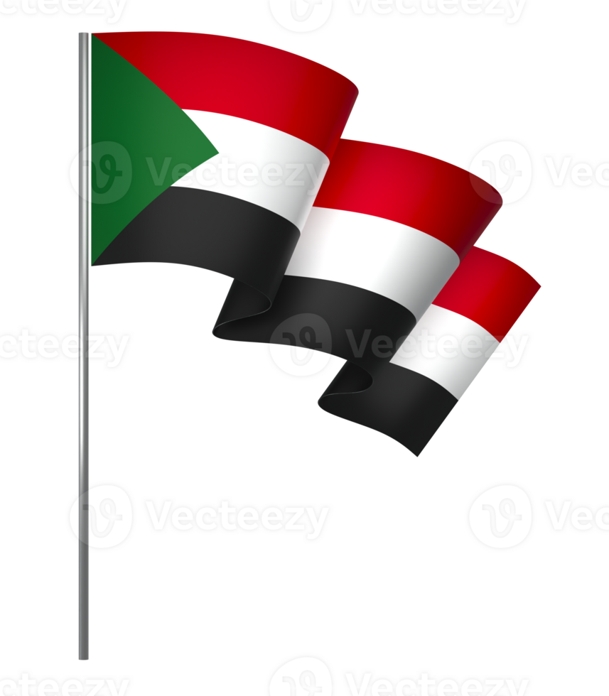 Sudan flag element design national independence day banner ribbon png