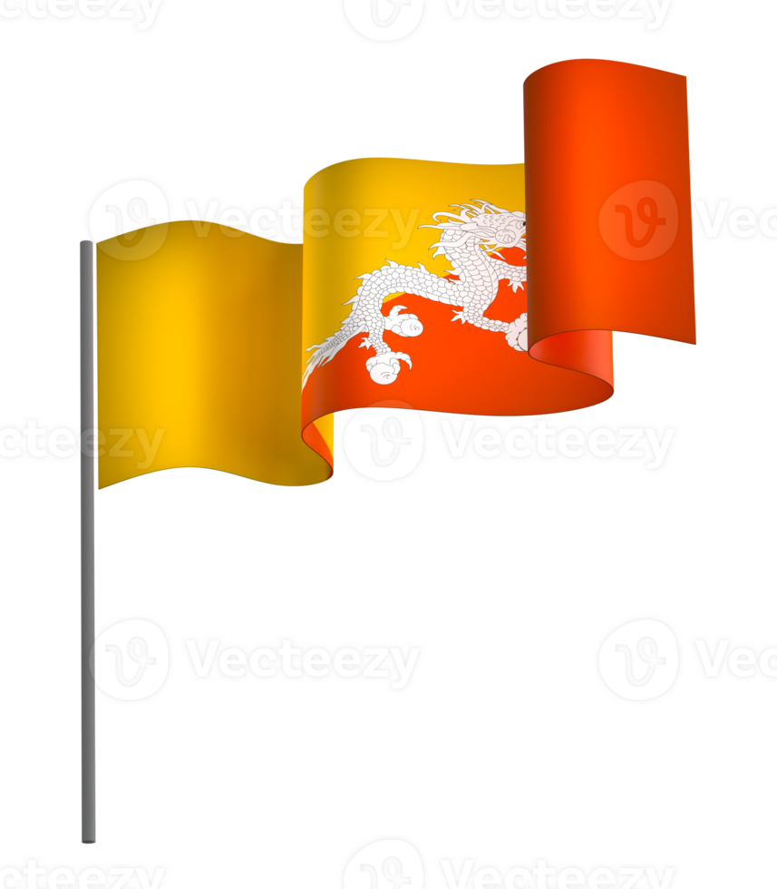 Bhutan flag element design national independence day banner ribbon png