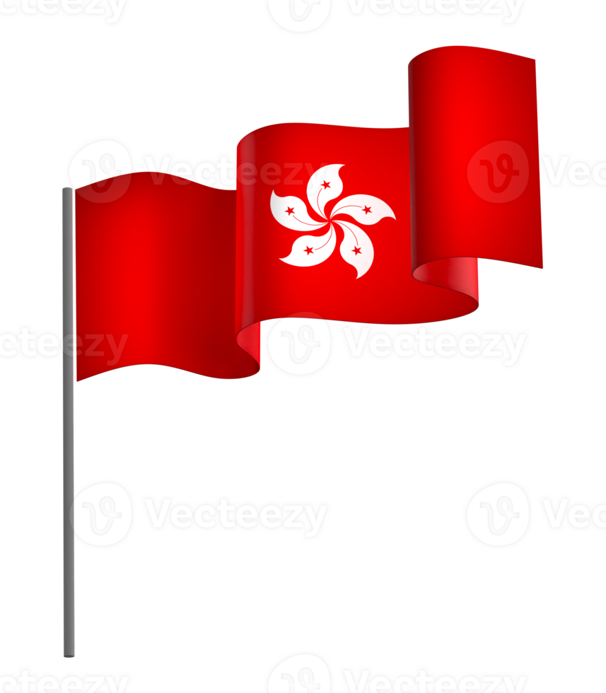 Hong Kong flag element design national independence day banner ribbon png